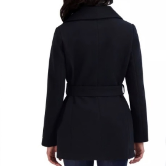 Tahari Ladies' Faux Wool Wrap Coat black medium - Picture 3 of 4